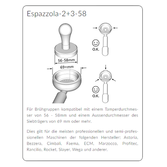 Espazzola-2+3-58 Brühkopf Reinigungstool Rot
