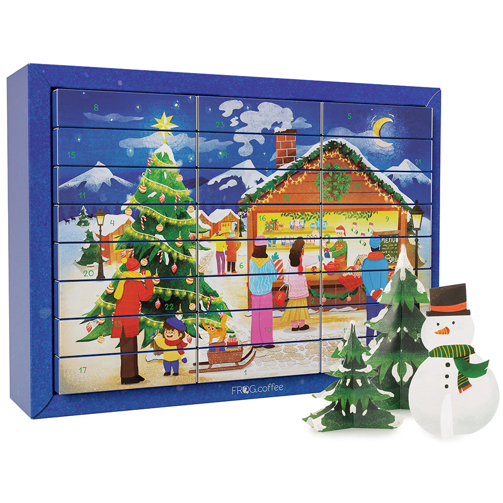 Tee-Adventskalender von FROG.coffee, 48 Teebeutel in 24 verschiedenen Sorten, Karton (14 Stück)